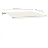 NNEVL Manual Retractable Awning with Posts 4x3 m Cream