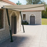 NNEVL Manual Retractable Awning with Posts 4x3 m Cream
