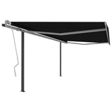 NNEVL Manual Retractable Awning with Posts 4x3 m Anthracite