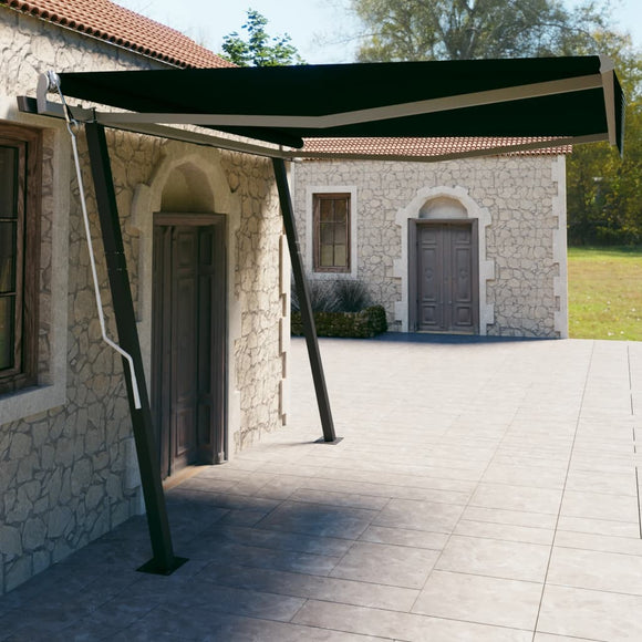 NNEVL Manual Retractable Awning with Posts 4x3 m Anthracite