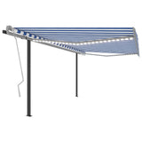 NNEVL Manual Retractable Awning with LED 4x3 m Blue and White