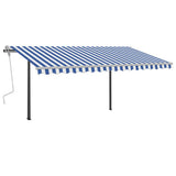 NNEVL Manual Retractable Awning with LED 4x3 m Blue and White