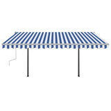 NNEVL Manual Retractable Awning with LED 4x3 m Blue and White