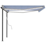 NNEVL Manual Retractable Awning with LED 4x3 m Blue and White