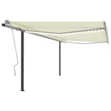 NNEVL Manual Retractable Awning with LED 4x3 m Cream