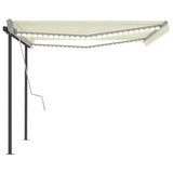 NNEVL Manual Retractable Awning with LED 4x3 m Cream