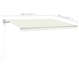 NNEVL Manual Retractable Awning with LED 4x3 m Cream