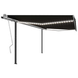 NNEVL Manual Retractable Awning with LED 4x3 m Anthracite