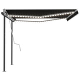 NNEVL Manual Retractable Awning with LED 4x3 m Anthracite