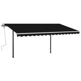 NNEVL Manual Retractable Awning with Posts 4.5x3 m Anthracite