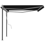NNEVL Manual Retractable Awning with Posts 4.5x3 m Anthracite