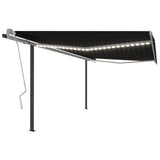 NNEVL Manual Retractable Awning with LED 4.5x3 m Anthracite