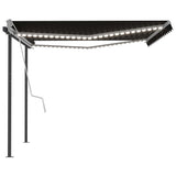 NNEVL Manual Retractable Awning with LED 4.5x3 m Anthracite
