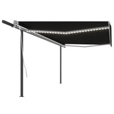 NNEVL Manual Retractable Awning with LED 5x3 m Anthracite