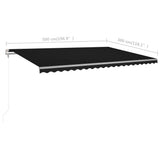 NNEVL Manual Retractable Awning with LED 5x3 m Anthracite
