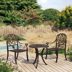 NNEVL 3 Piece Bistro Set Cast Aluminium Bronze