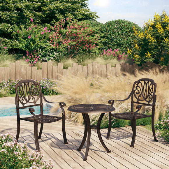NNEVL 3 Piece Bistro Set Cast Aluminium Bronze
