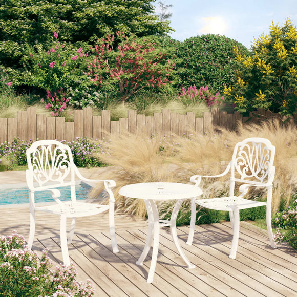 NNEVL 3 Piece Bistro Set Cast Aluminium White