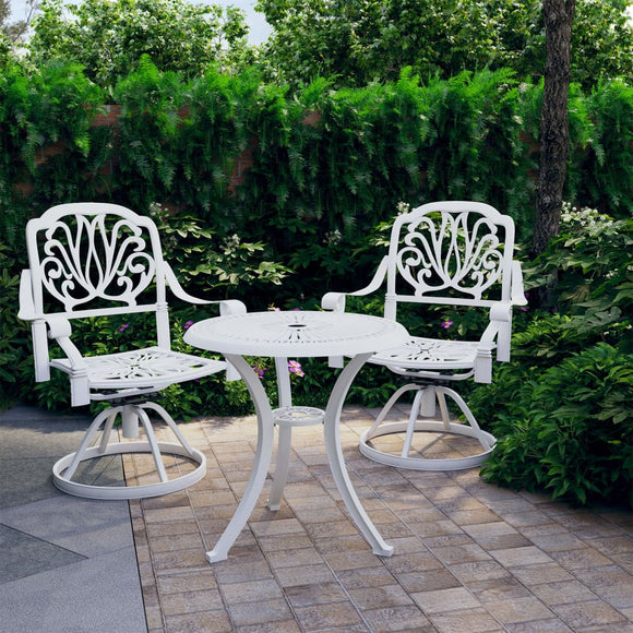 NNEVL 3 Piece Bistro Set Cast Aluminium White
