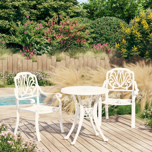 NNEVL 3 Piece Bistro Set Cast Aluminium White