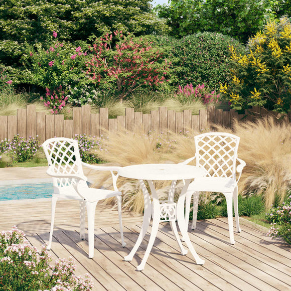 NNEVL 3 Piece Bistro Set Cast Aluminium White