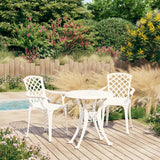 NNEVL 3 Piece Bistro Set Cast Aluminium White