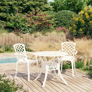 NNEVL 3 Piece Bistro Set Cast Aluminium White