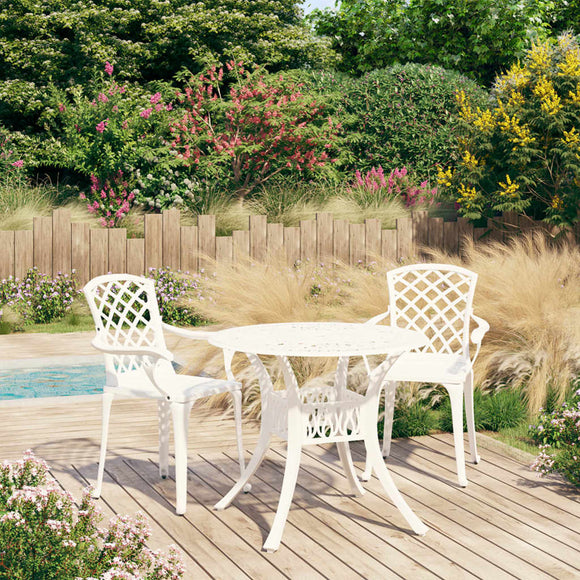 NNEVL 3 Piece Bistro Set Cast Aluminium White
