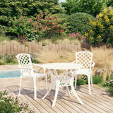 NNEVL 3 Piece Bistro Set Cast Aluminium White