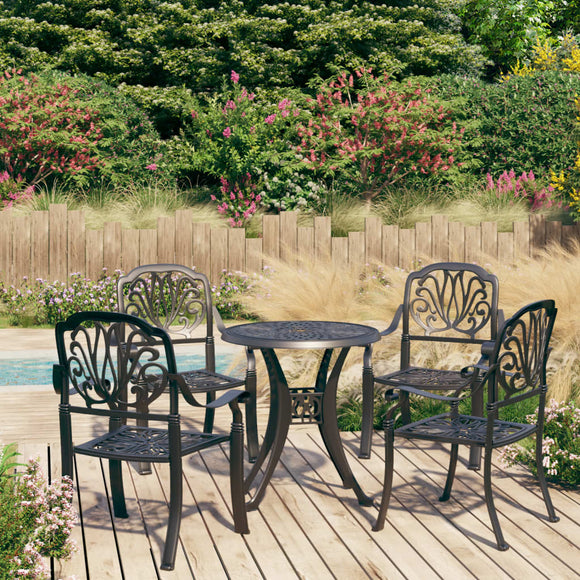 NNEVL 5 Piece Bistro Set Cast Aluminium Black