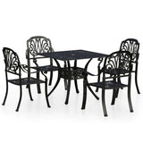 NNEVL 5 Piece Bistro Set Cast Aluminium Black