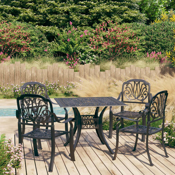 NNEVL 5 Piece Bistro Set Cast Aluminium Black