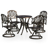NNEVL 5 Piece Bistro Set Cast Aluminium Bronze