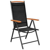 NNEVL 5 Piece Garden Dining Set Aluminium Black