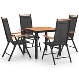 NNEVL 5 Piece Garden Dining Set Aluminium Black