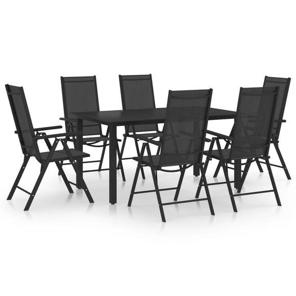 NNEVL 7 Piece Garden Dining Set Aluminium Black