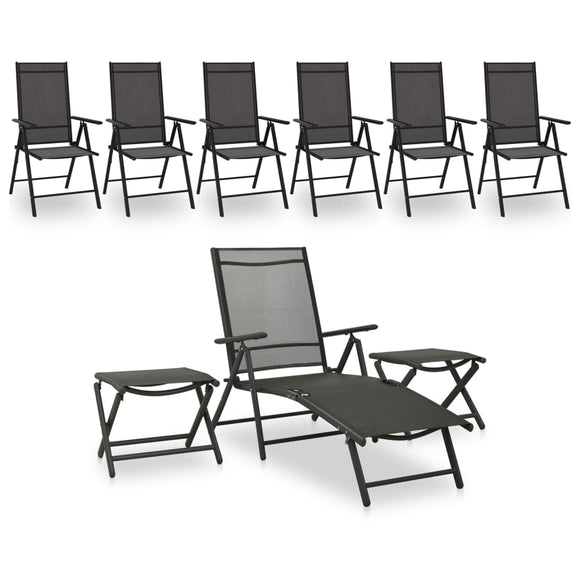 NNEVL 9 Piece Garden Lounge Set Black and Anthracite