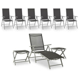 NNEVL 9 Piece Garden Lounge Set Black and Silver