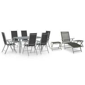 NNEVL 10 Piece Garden Dining Set Black and Silver