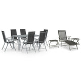 NNEVL 10 Piece Garden Dining Set Black and Silver