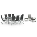 NNEVL 12 Piece Garden Dining Set Black and Silver