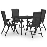 NNEVL 5 Piece Garden Dining Set Aluminium Black