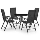 NNEVL 5 Piece Garden Dining Set Aluminium and Textilene Black