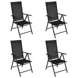 NNEVL 5 Piece Garden Dining Set Aluminium and Textilene Black