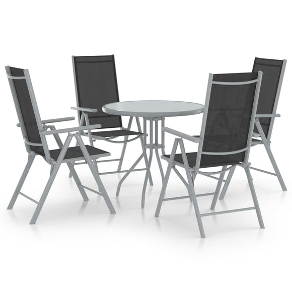 NNEVL 5 Piece Garden Dining Set Aluminium and Textilene Silver