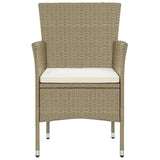 NNEVL 7 Piece Garden Dining Set Poly Rattan Beige