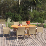 NNEVL 7 Piece Garden Dining Set Poly Rattan Beige