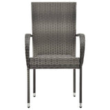 NNEVL 7 Piece Garden Dining Set Poly Rattan Grey