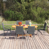 NNEVL 7 Piece Garden Dining Set Poly Rattan Grey