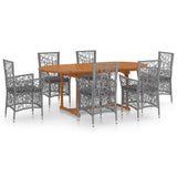 NNEVL 7 Piece Garden Dining Set Poly Rattan Grey